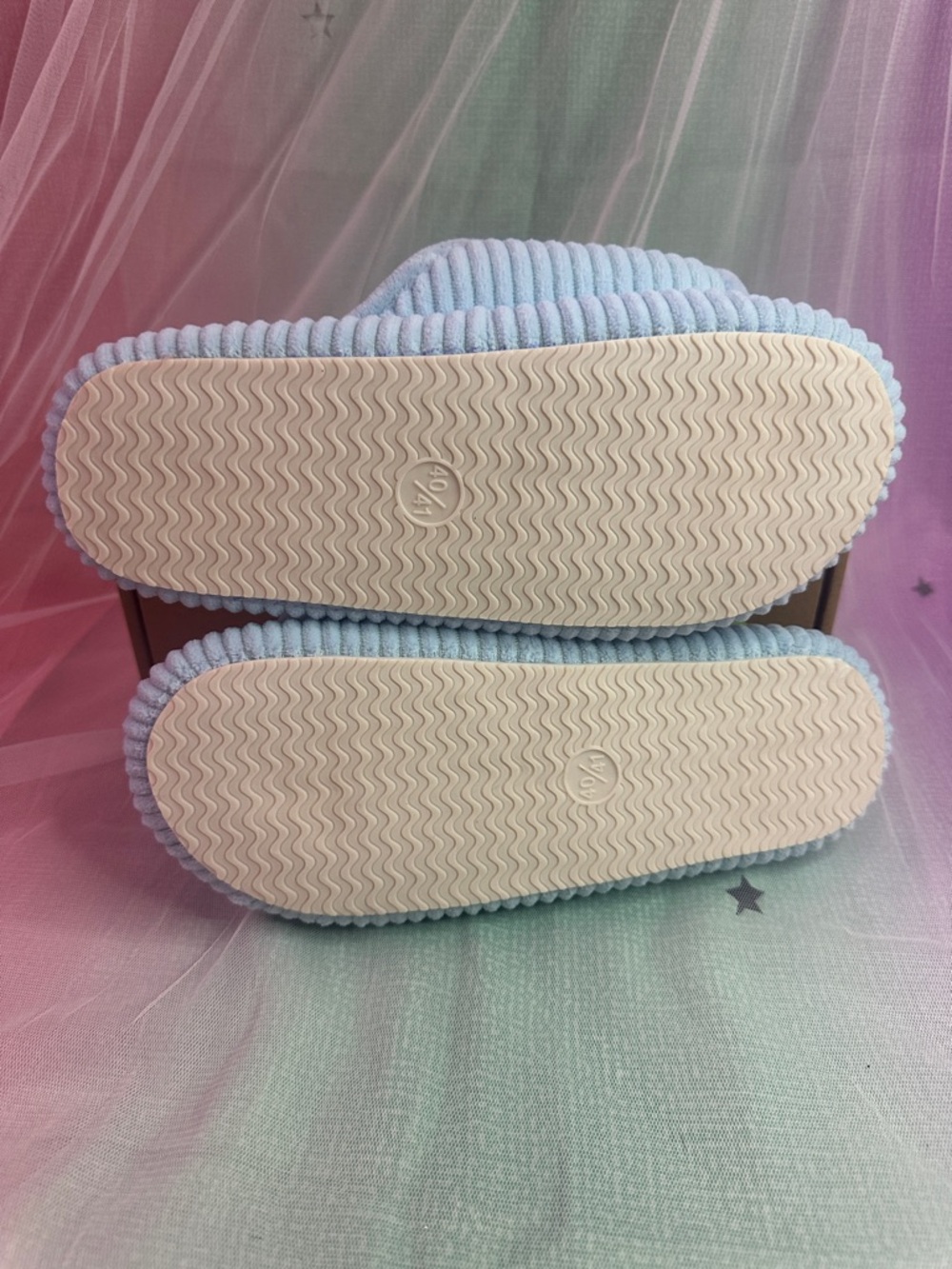 Baby Blue Ribbed Bow Slide Slippers - Picture 10 of 10